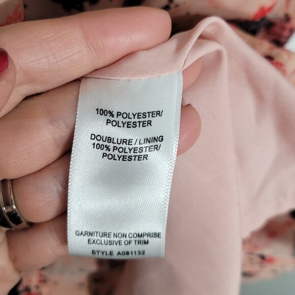 💕Chic by Jacob | Coral & Grays Floral Sleeveless Sheath Dress Notch Neck Lined - Picture 7 of 11